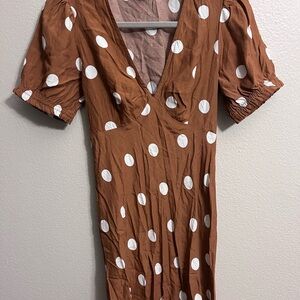 Polka Dot Brown Midi Dress